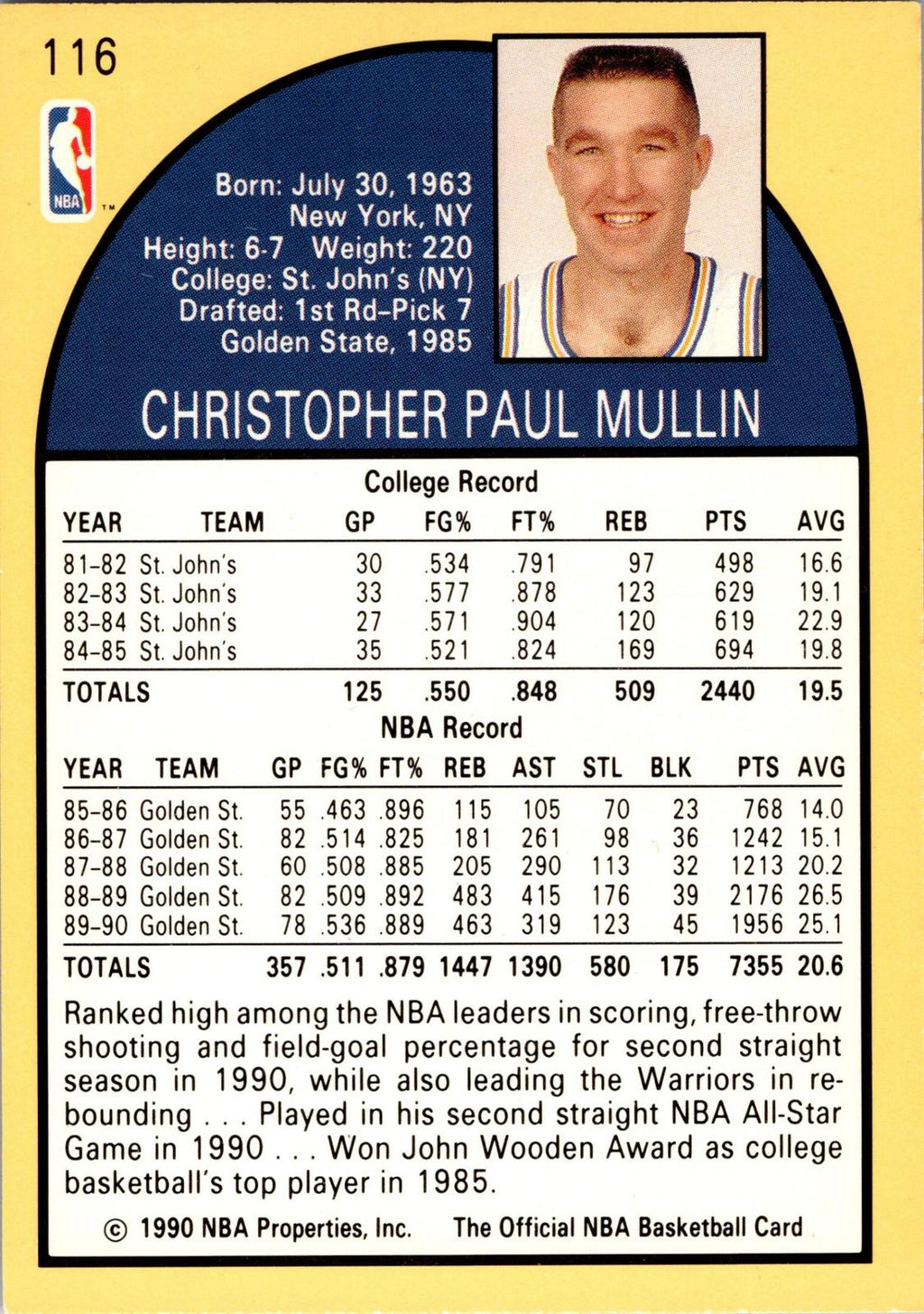 1990-91 Hoops #116 Chris Mullin