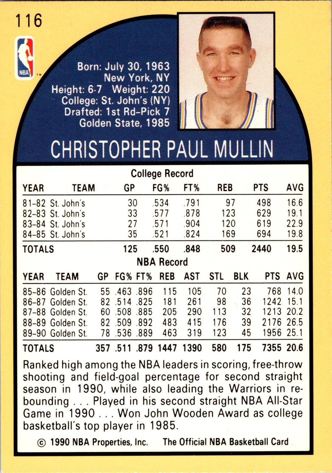 1990-91 Hoops #116 Chris Mullin