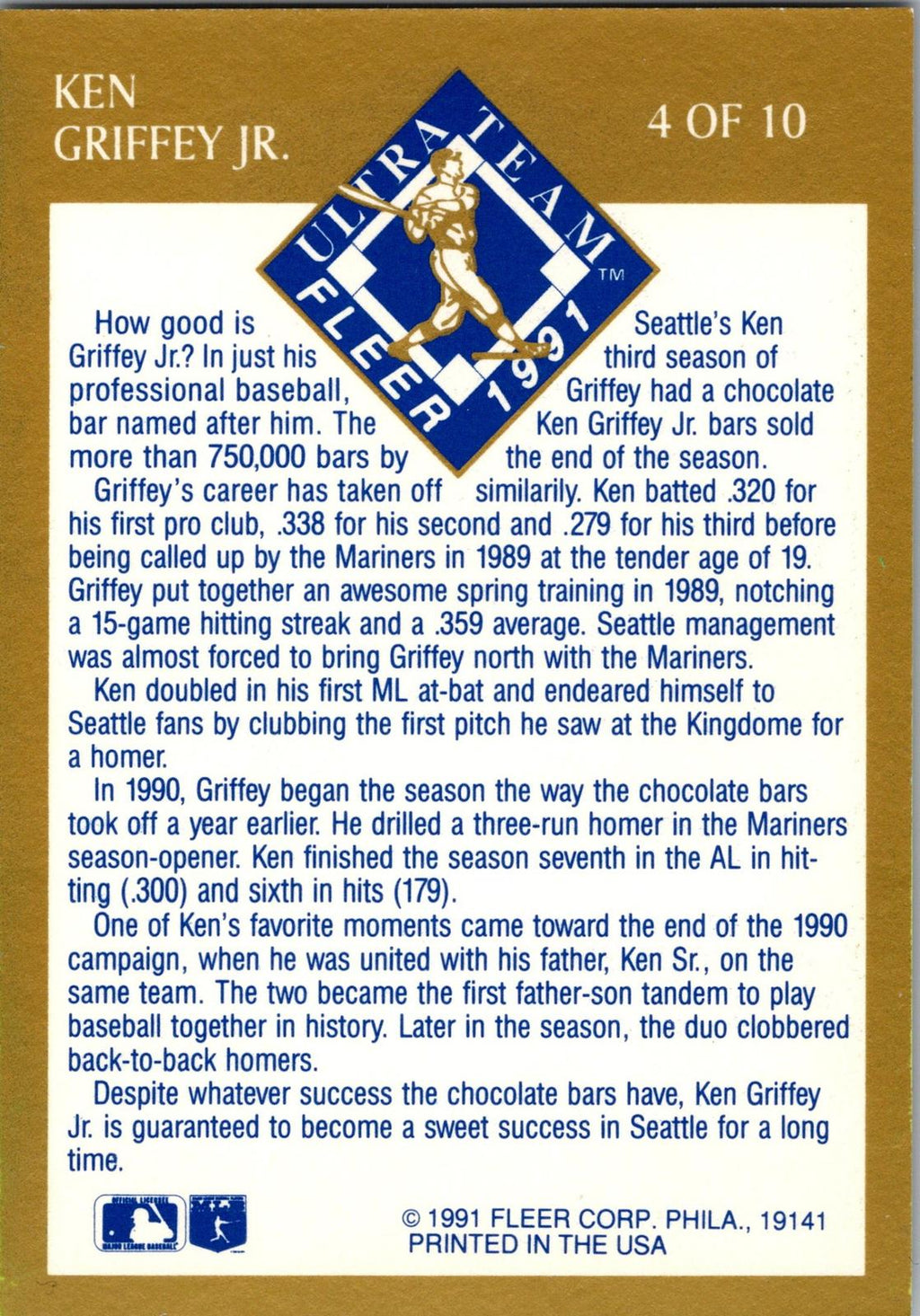 1991 Ultra #4 Ken Griffey Jr. Ultra Team (Ultra Gold)