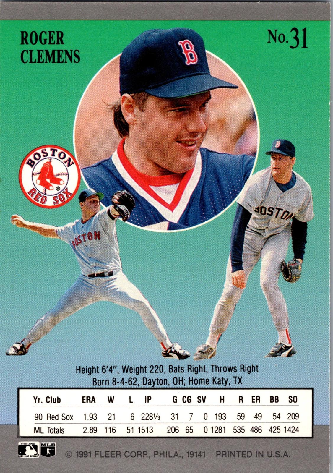 1991 Ultra #31 Roger Clemens