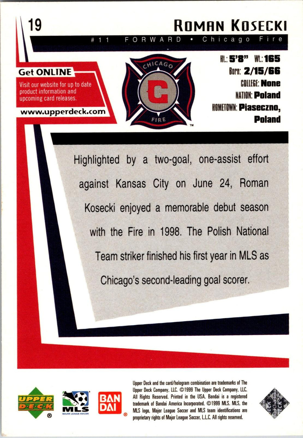 1999 Upper Deck MLS #19 Roman Kosecki