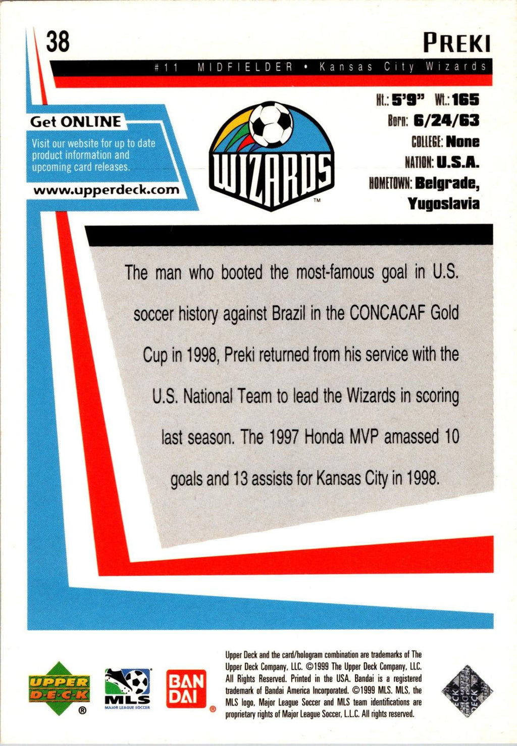 1999 Upper Deck MLS #38 Preki