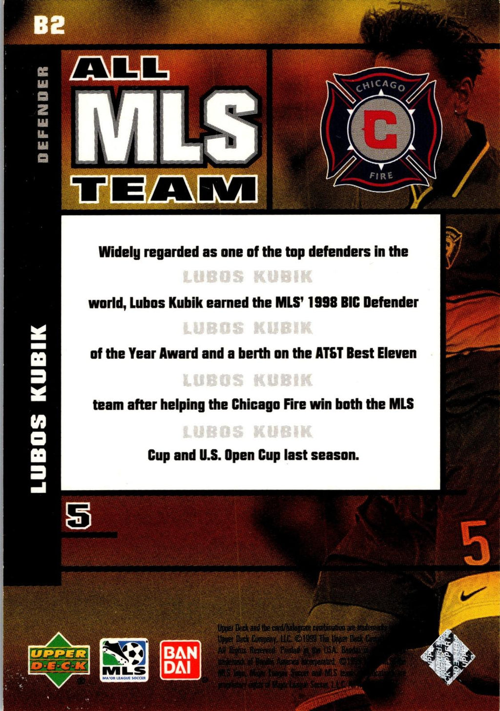 1999 Upper Deck MLS #B2 Lubos Kubik All-MLS