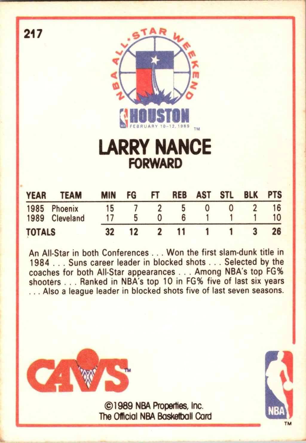 1989-90 Hoops #217 Larry Nance