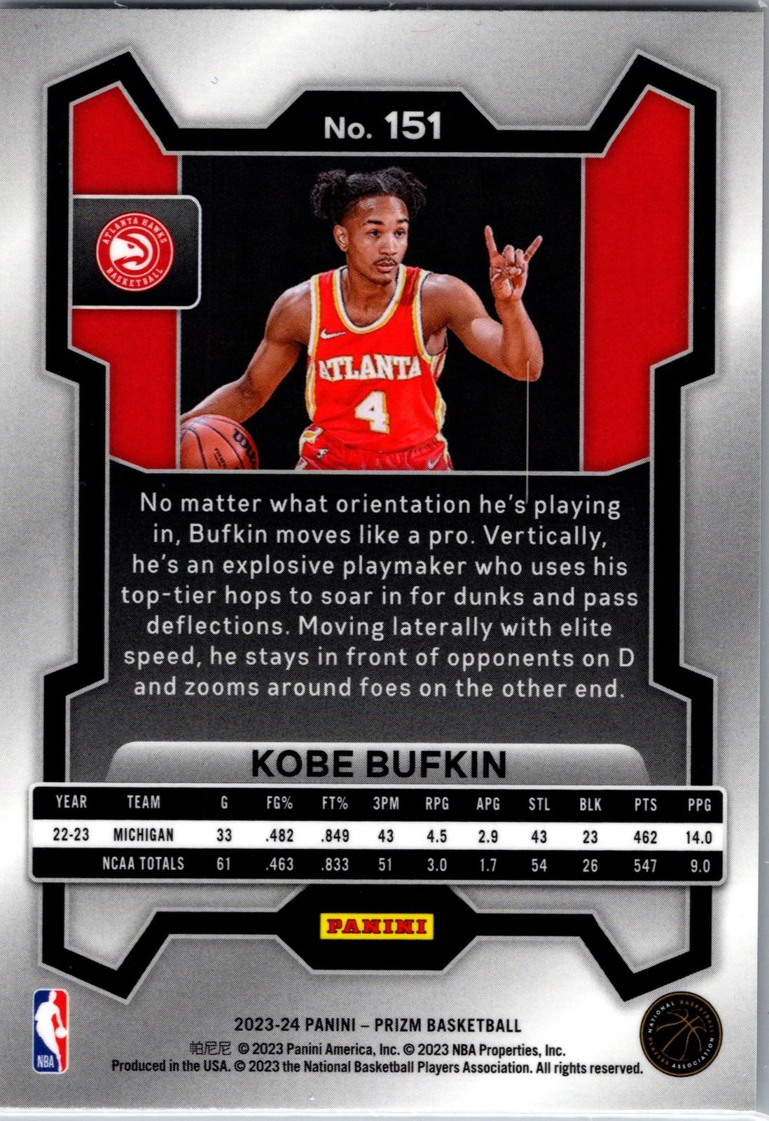 2023-24 Panini Prizm #151 Kobe Bufkin