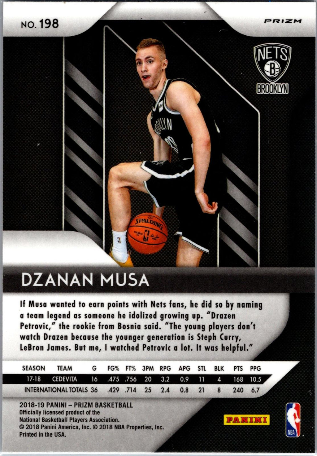 2018-19 Panini Prizm #198 Dzanan Musa Prizm Ruby Wave