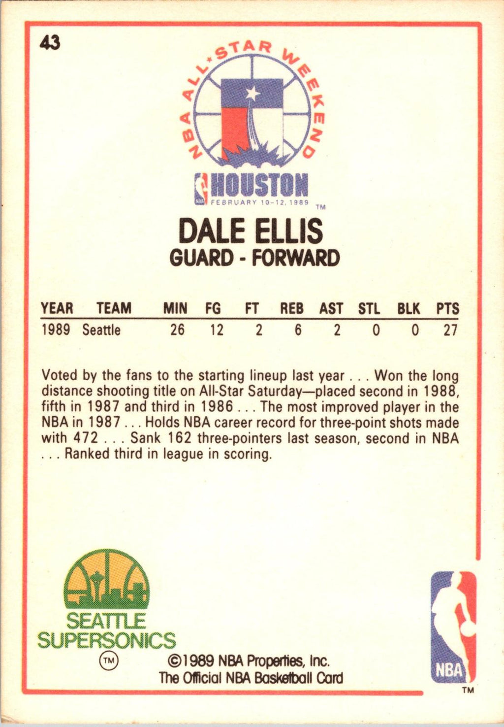 1989-90 Hoops #43 Dale Ellis