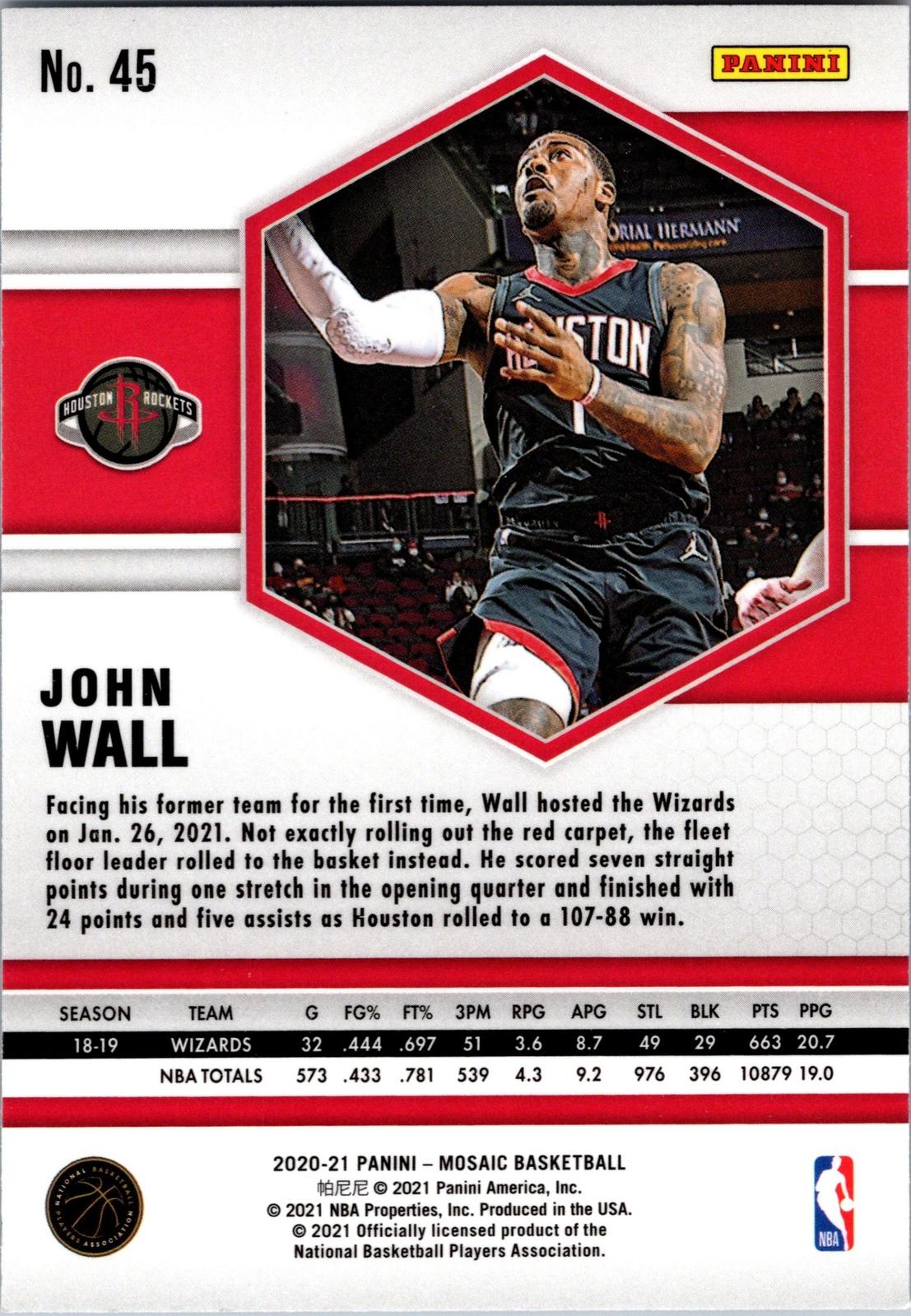 2020-21 Panini Mosaic #45 John Wall