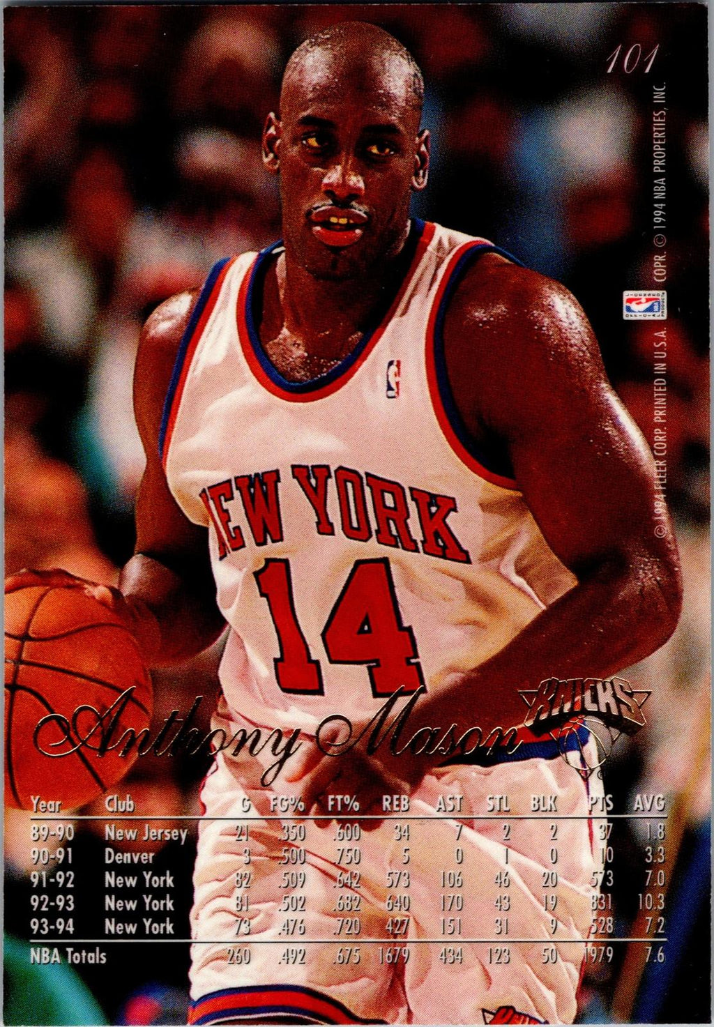 1994-95 Flair #101 Anthony Mason