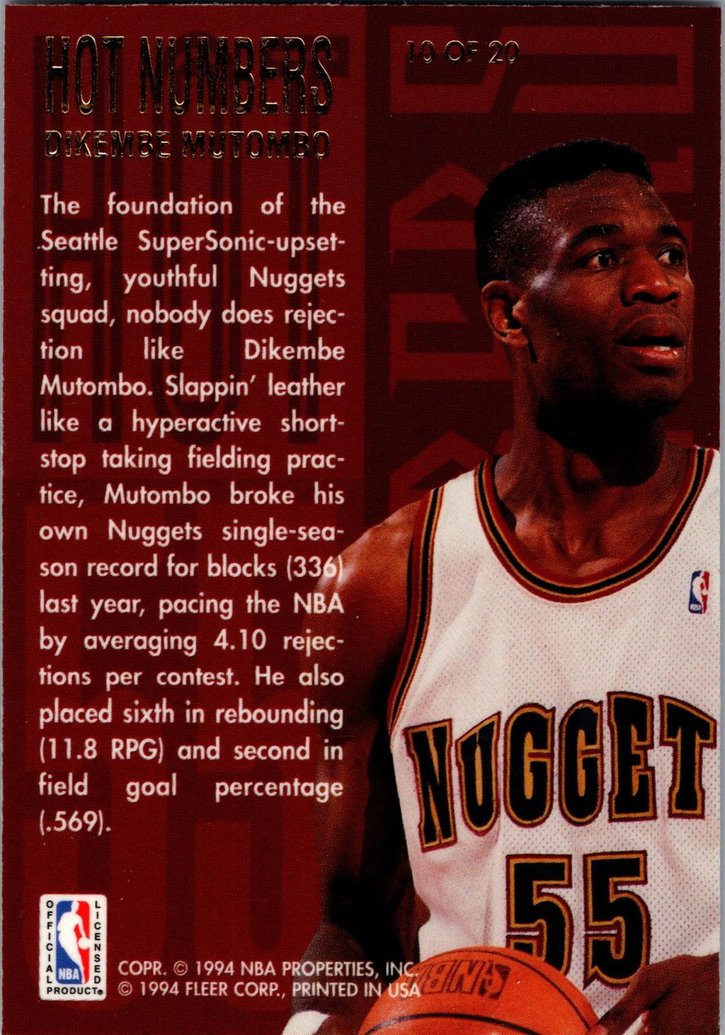 1994-95 Flair #10 Dikembe Mutombo Hot Numbers