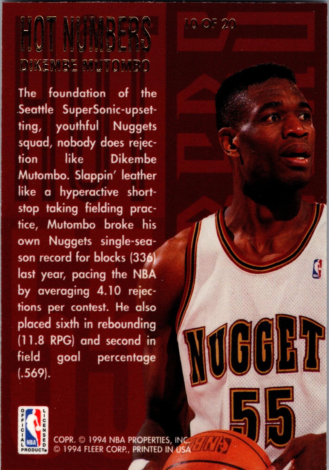 1994-95 Flair #10 Dikembe Mutombo Hot Numbers