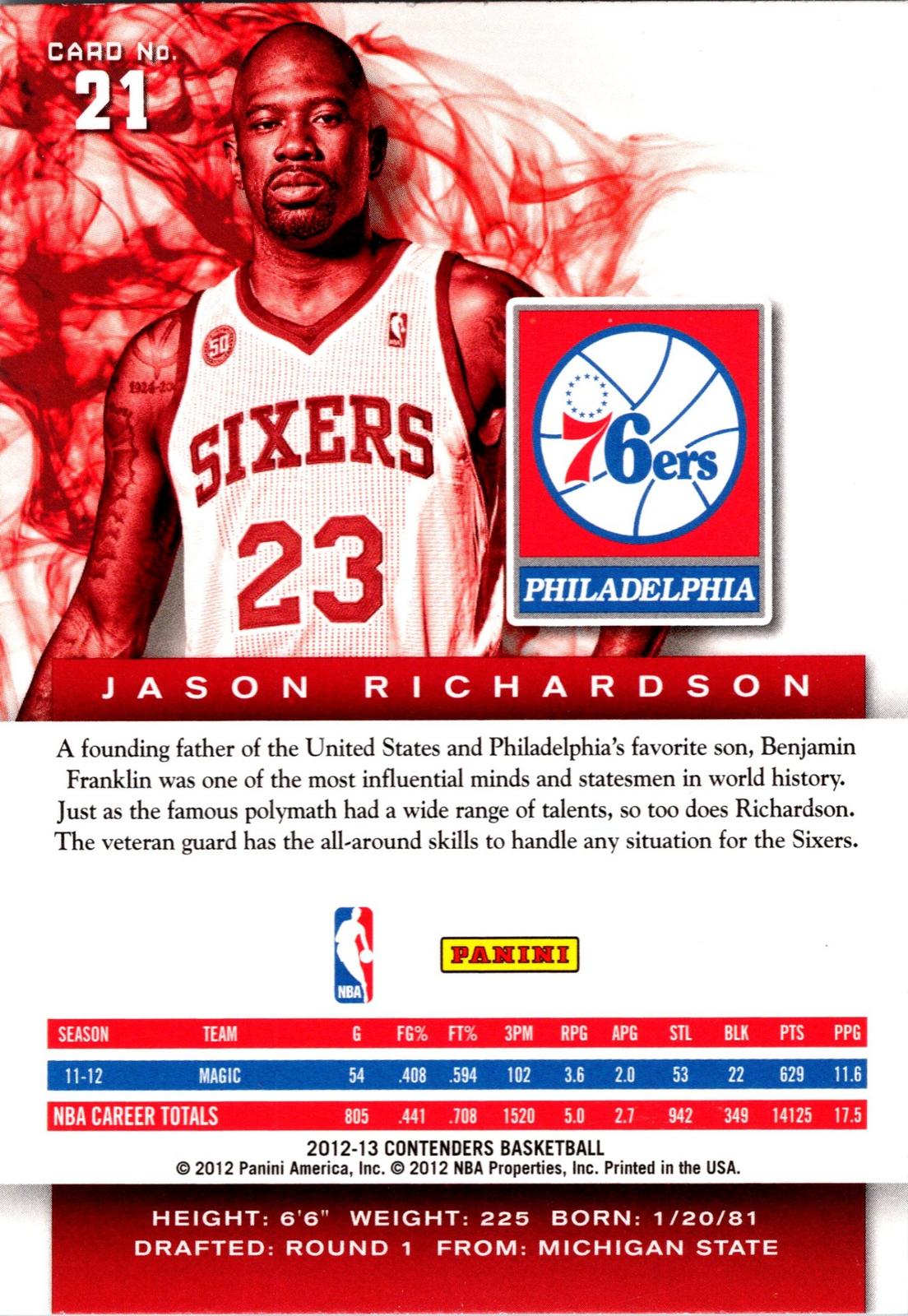 2012-13 Panini Contenders #21 Jason Richardson