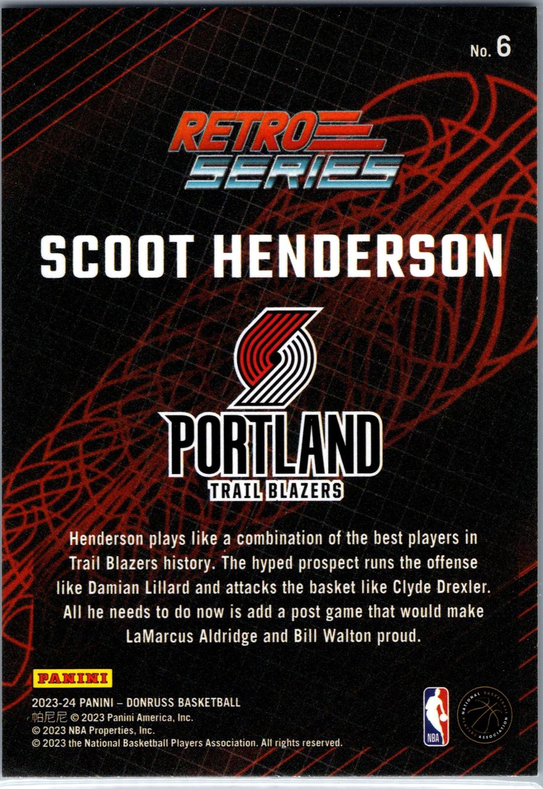 2023-24 Donruss #6 Scoot Henderson Retro Series