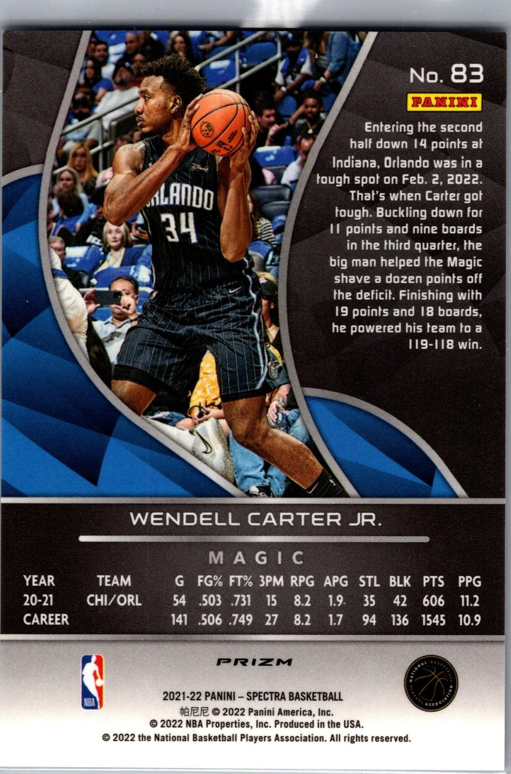 2021-22 Panini Spectra #83 Wendell Carter Jr.