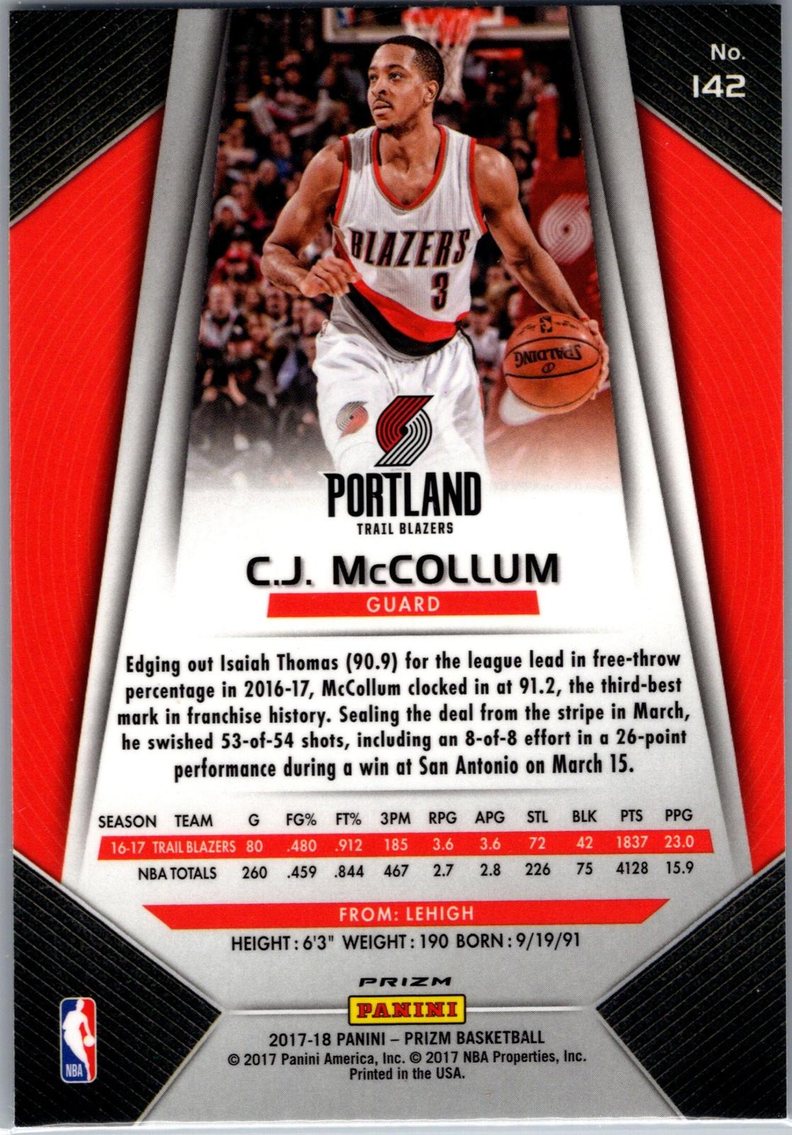 2017-18 Panini Prizm CJ McCollum #142 Prizm Disco