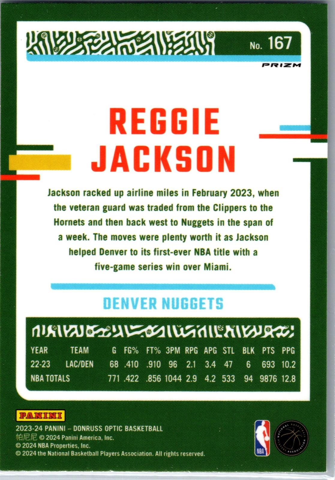 REGGIE JACKSON 2023-24 DONRUSS OPTIC DISCO PRIZM NUGGETS #167