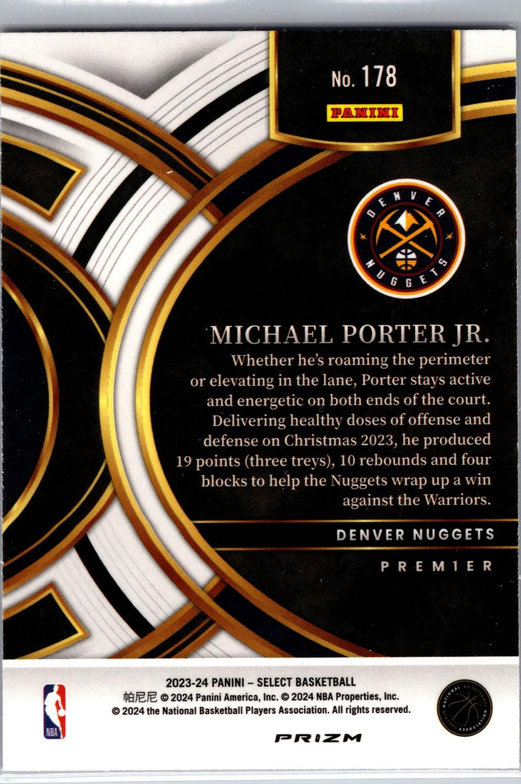2023-24 Panini Select #178 Michael Porter Jr. Red Wave Prizms