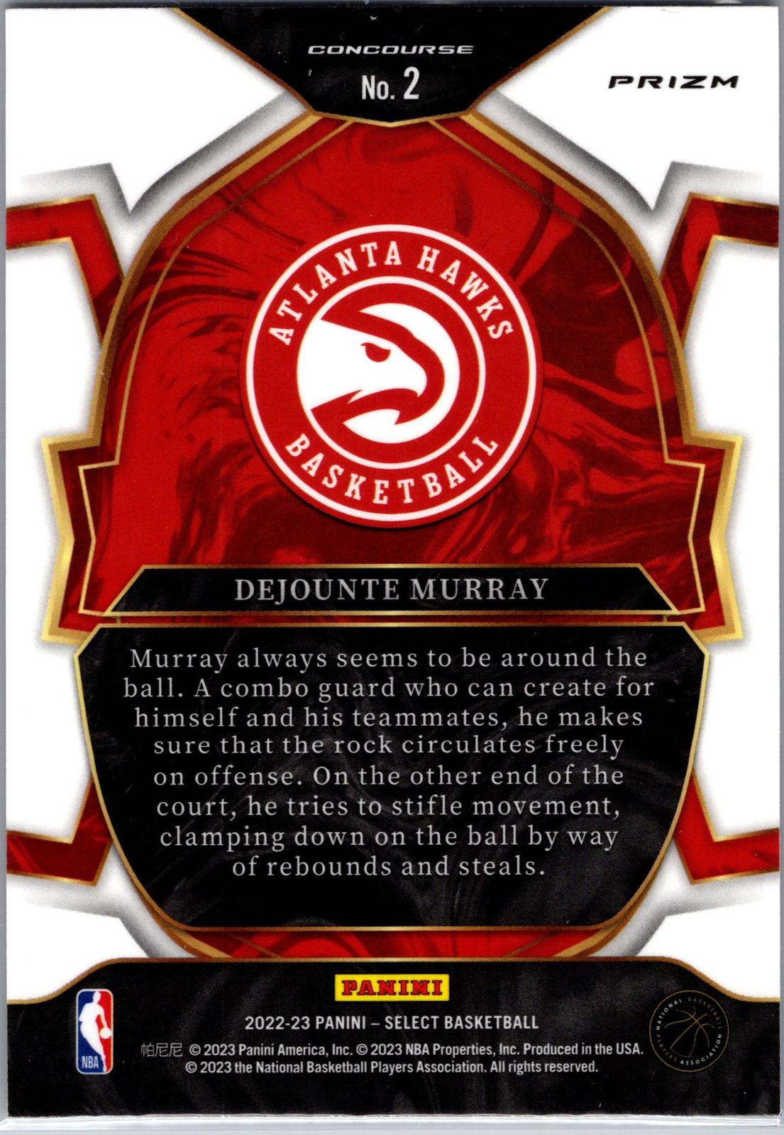 2022-23 Panini Select #2 Dejounte Murray Red Wave Prizm