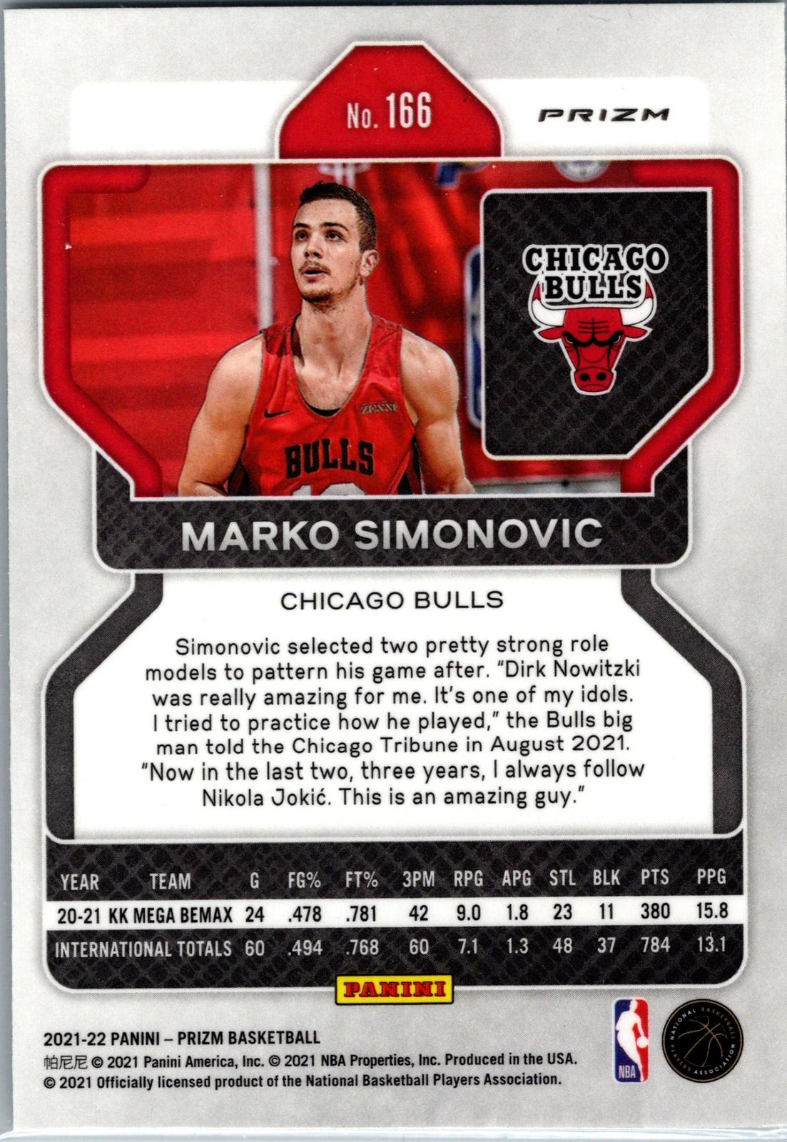 2021-22 Panini Prizm #166 Marko Simonovic Green