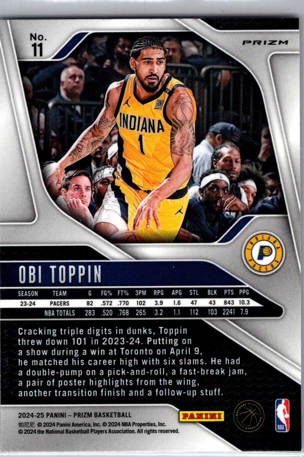 2024-25 Panini Prizm Obi Toppin Pink Ice 11