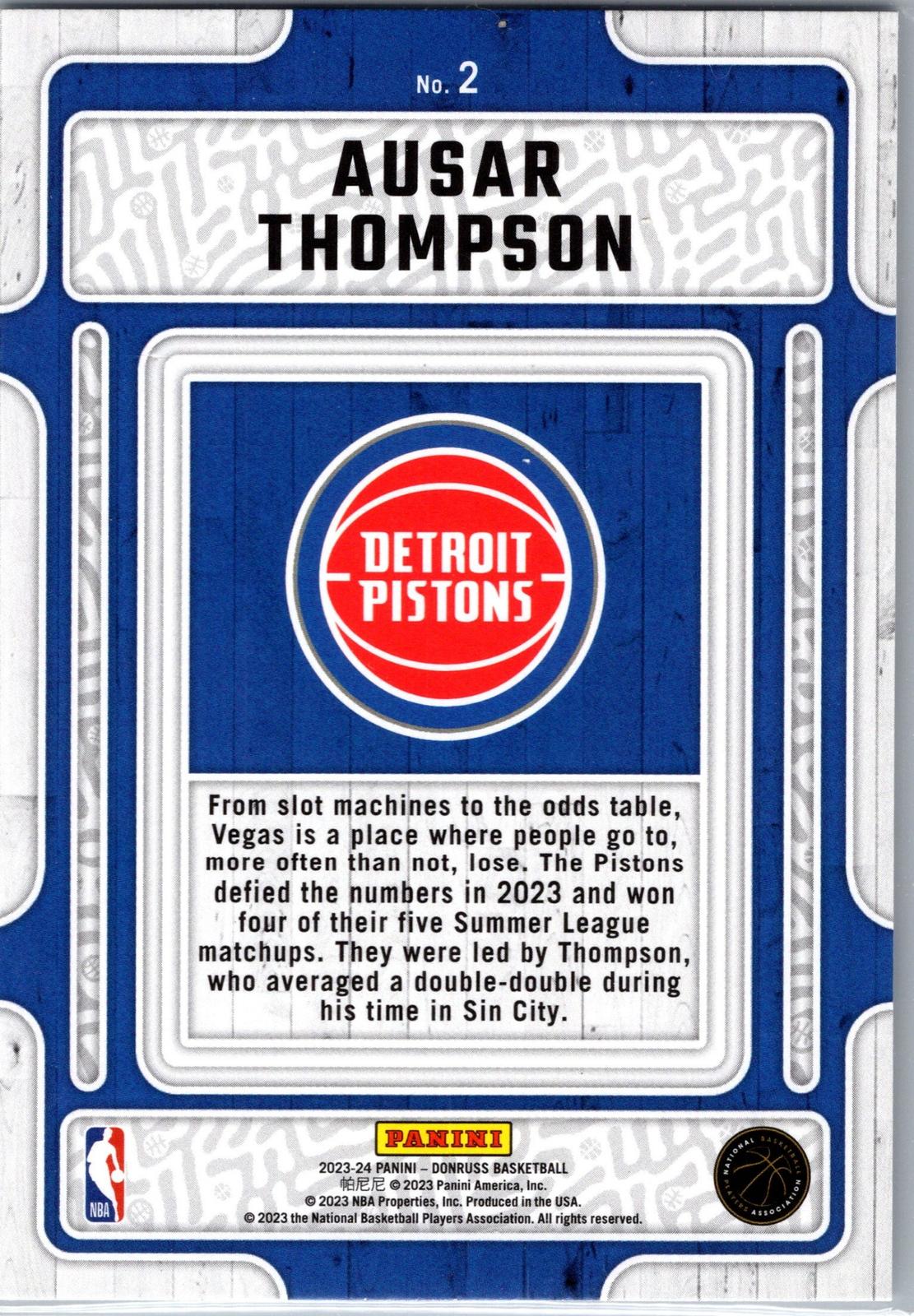 2023-24 Donruss #2 Ausar Thompson Hardwood Masters Press Proof