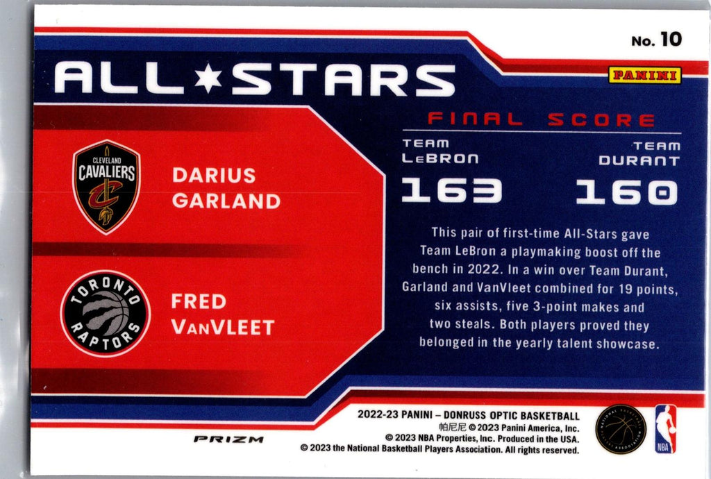 2022 2023 Optic Garland Vanvleet Red Wave holo Sp ssp Asia 10 Prizm All Star