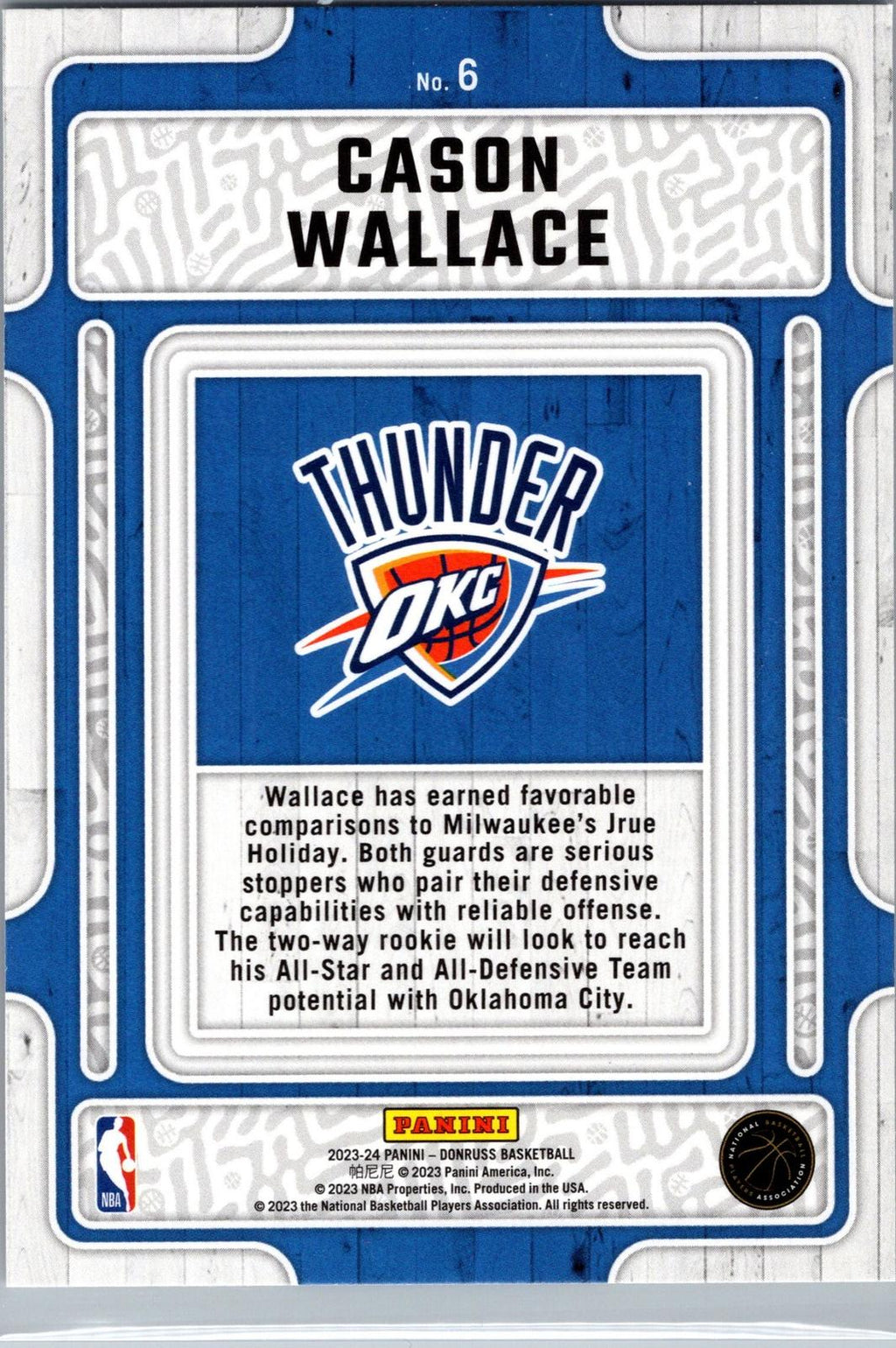 2023-24 Donruss #6 Cason Wallace Hardwood Masters