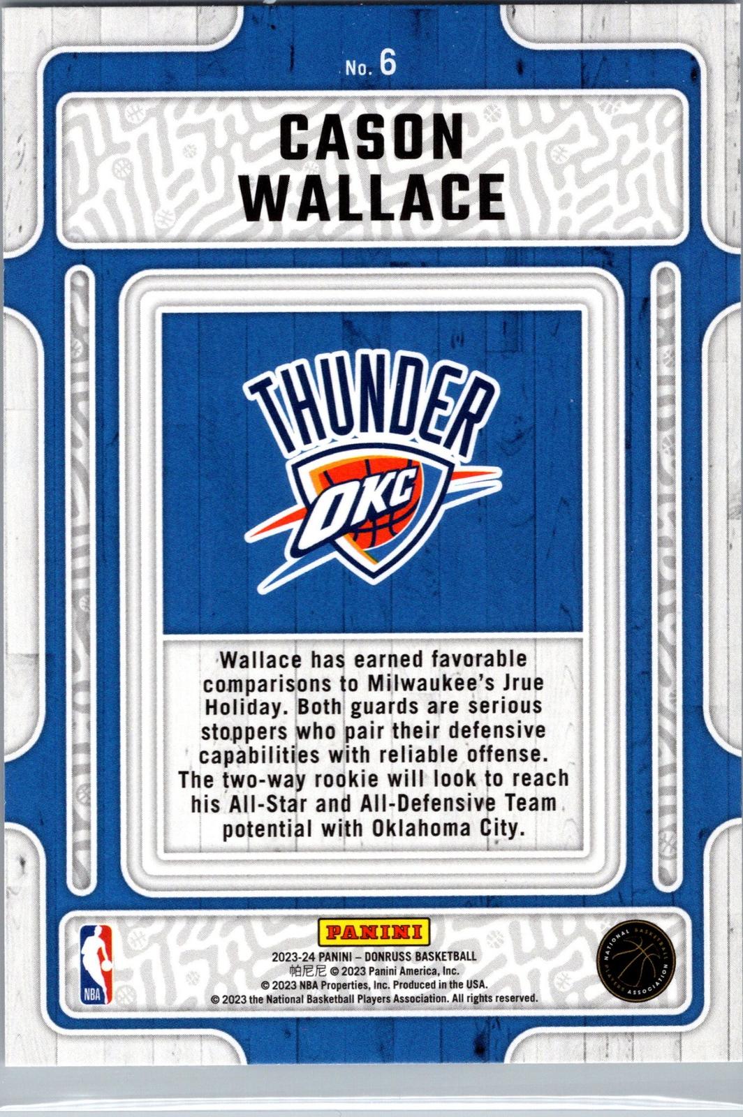 2023-24 Donruss #6 Cason Wallace Hardwood Masters